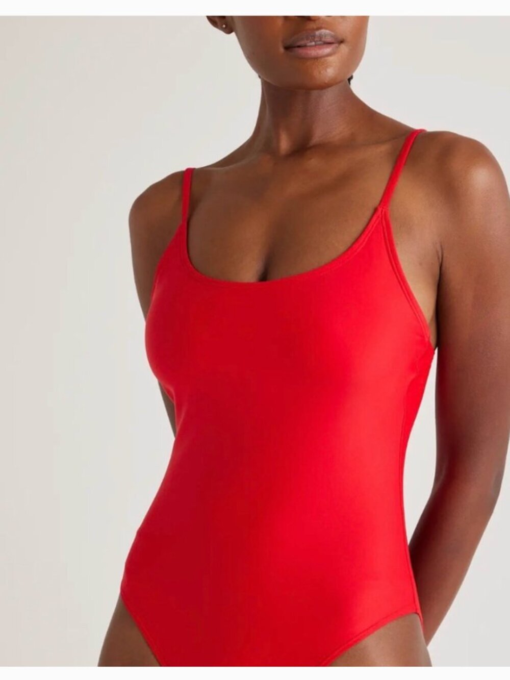 NWT Quince Women's Red Italian Cami One Piece Swimsuit Large